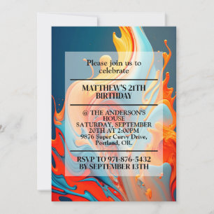Chaotic Flames Print Birthday Party Invitation