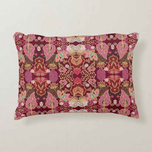 Chaotic Floral Vintage Pattern Accent Pillow