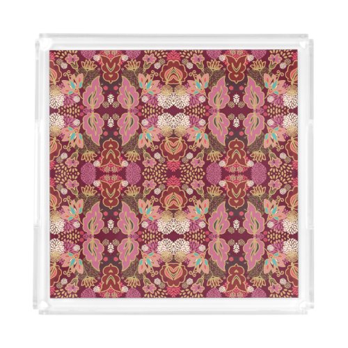 Chaotic Floral Vintage Pattern Acrylic Tray