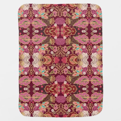 Chaotic Floral Vintage Pattern Baby Blanket