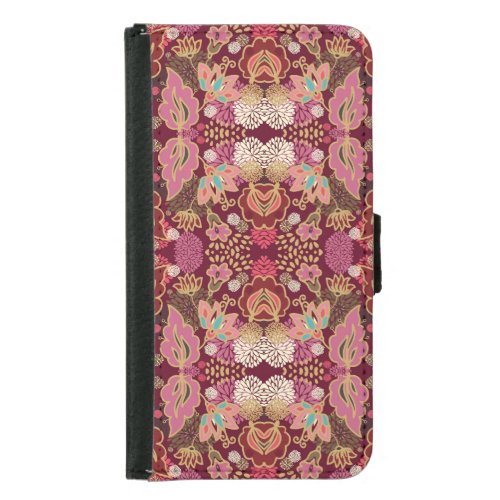 Chaotic Floral Vintage Pattern Samsung Galaxy S5 Wallet Case