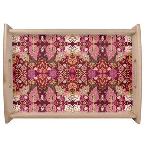 Chaotic Floral Vintage Pattern Serving Tray