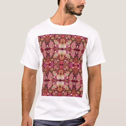 Chaotic Floral Vintage Pattern T_Shirt