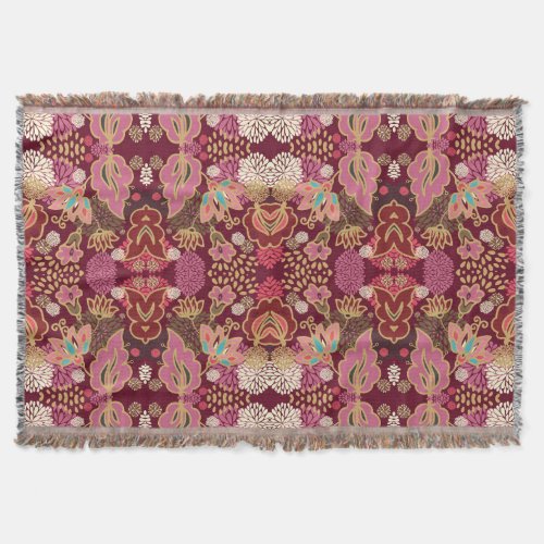 Chaotic Floral Vintage Pattern Throw Blanket
