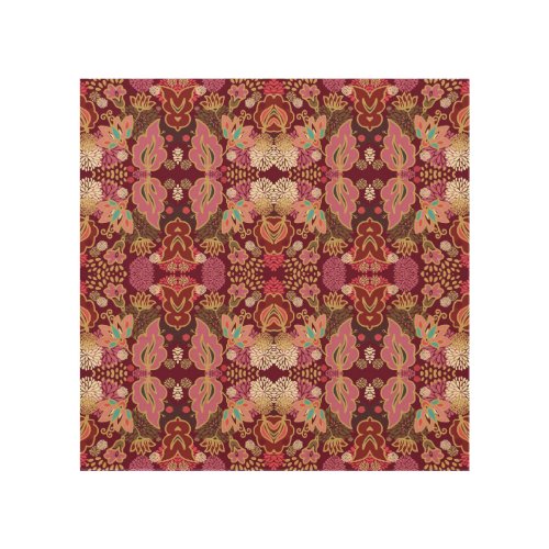 Chaotic Floral Vintage Pattern Wood Wall Art