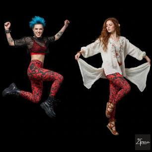 Chaotic Fragmented Bright Red Black Pattern Leggings