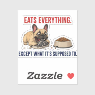 Chaotic French Bulldog Shoe Eater Illustration Sticker