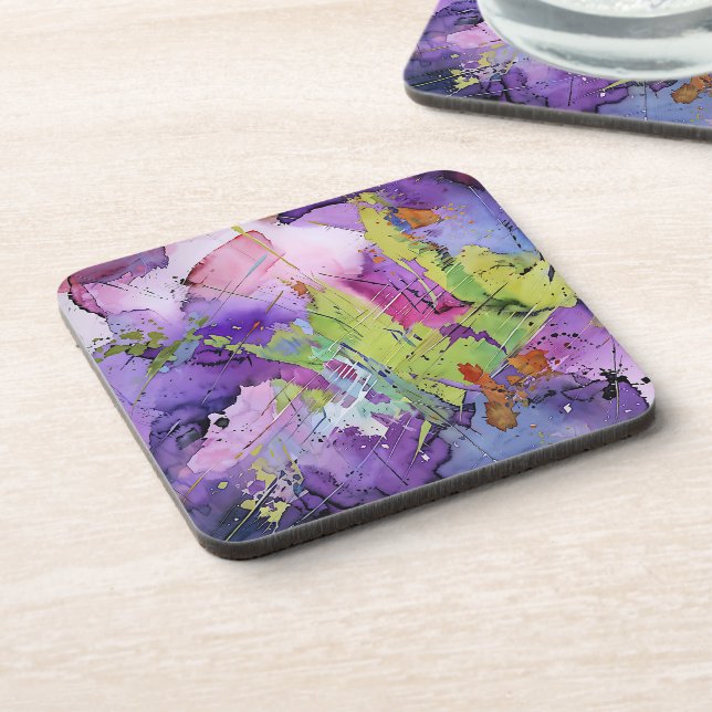 "Chaotic Harmony" Contemporary Abstract Art Beverage Coaster (Left Side)