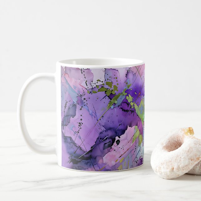 "Chaotic Harmony" Contemporary Abstract Art Coffee Mug (With Donut)