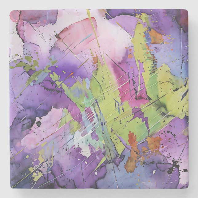 "Chaotic Harmony" Contemporary Abstract Art Stone Coaster (Front)