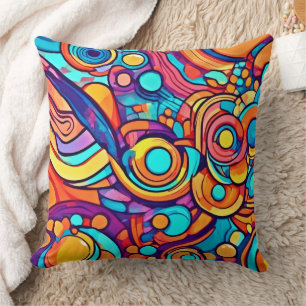 Chaotic Joyful Color Dance Throw Pillow