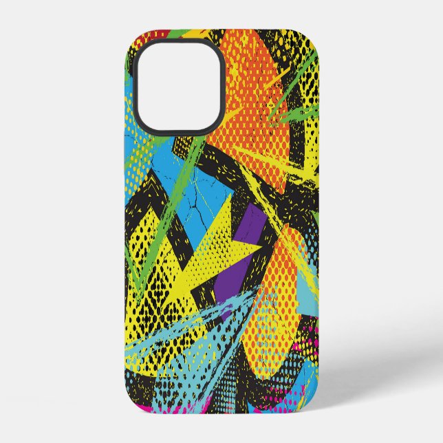 Chaotic Neon: Abstract Graffiti Pattern. Iphone Case (Back)
