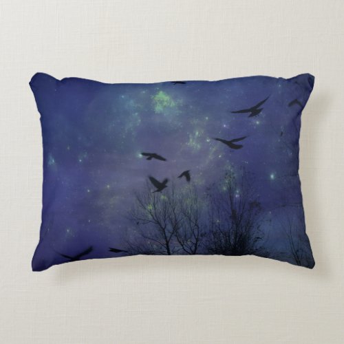 Chaotic Night Of The Crows Accent Pillow