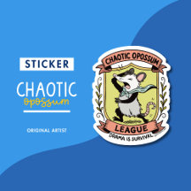 Chaotic Opossum League Crest with Funny Drama