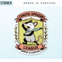 Chaotic Opossum League Crest with Funny Drama