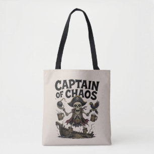 Chaotic Pirate Skeleton–Funny Cartoon Deck Design Tote Bag