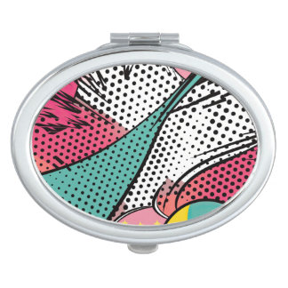 Chaotic Retro Halftone Background Compact Mirror