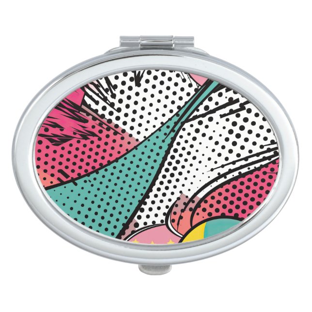 Chaotic Retro Halftone Background Compact Mirror (Front)