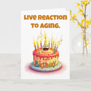 Chaotic Screaming Cake Humor Happy Birthday Card