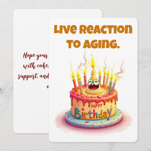 Chaotic Screaming Cake Humor Happy Birthday Card