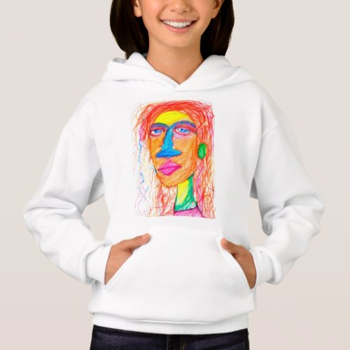chaotic scribbles of a colorful crayon drawing hoodie