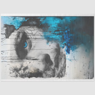 Chaotic Woman's Face & Forest Decoupage Tissue Paper