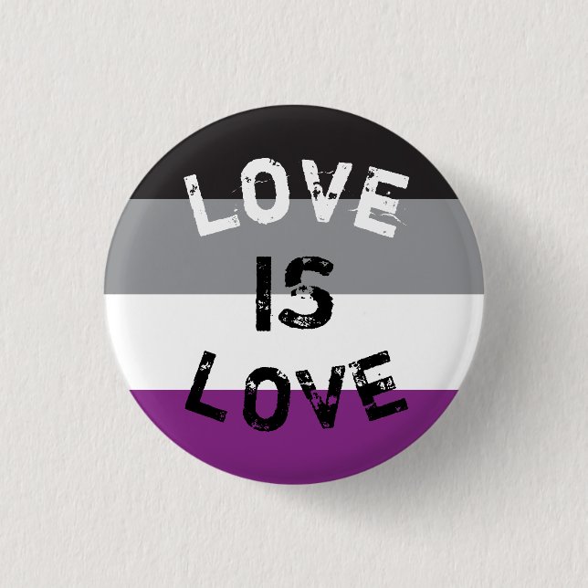 Chapa Asexual Flag Love - Love is Love Button (Front)