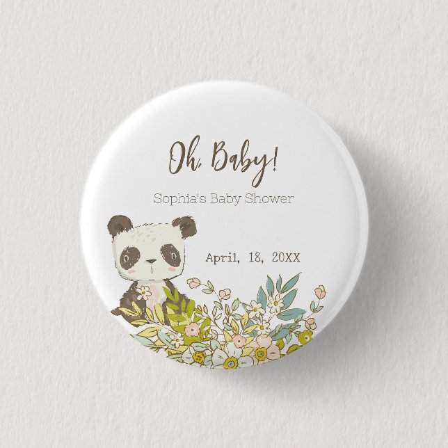 Chapa Baby Shower Panda Button (Front)