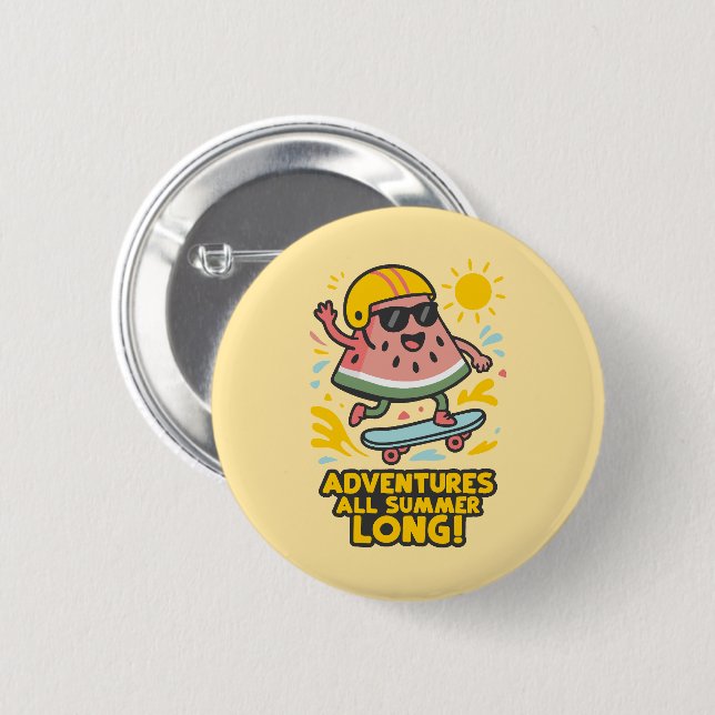 Chapa watermelon skater fun summer button (Front & Back)