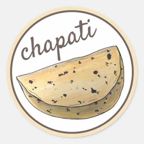 Chapati Roti Indian Food Bread Flatbread Bakery Classic Round Sticker