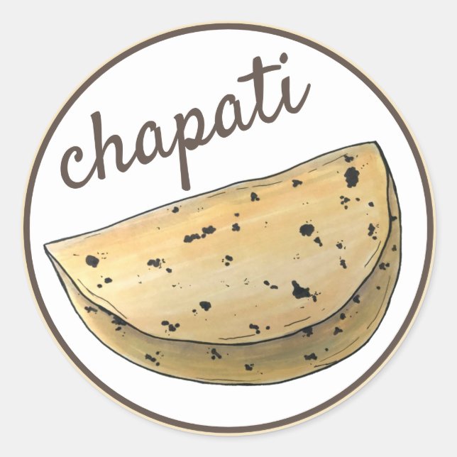 Chapati Roti Indian Food Bread Flatbread Bakery Classic Round Sticker (Front)