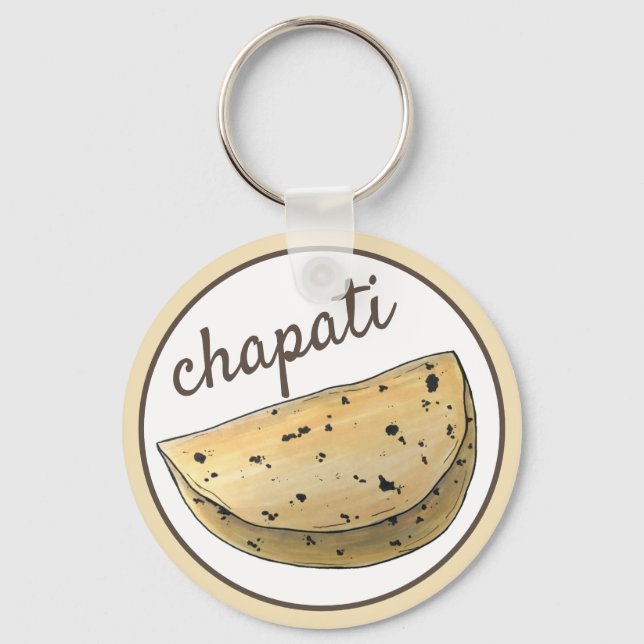 Chapati Roti Indian Food Bread Flatbread Bakery Keychain (Front)