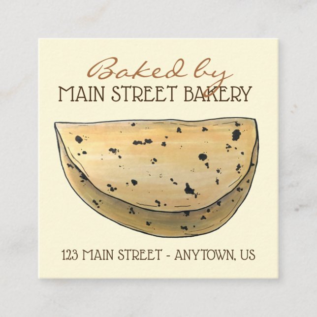 Chapati Roti Indian Food Bread Flatbread Bakery Square Business Card (Front)