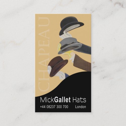 Chapeau Milliner Hat Designer Haberdasher Business Card