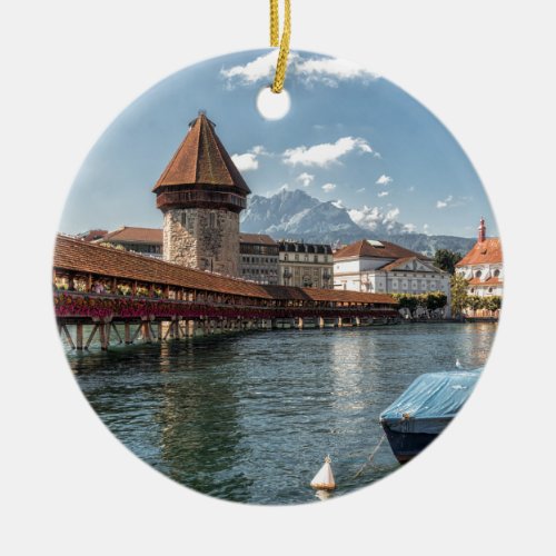 Chapel Bridge Lucerneswitzerland Ceramic Ornament