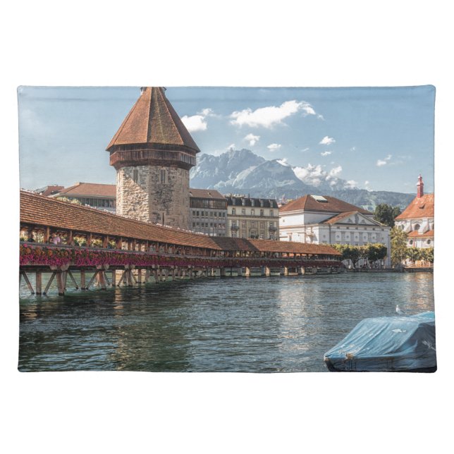 Chapel Bridge Lucerne,switzerland Cloth Placemat (Front)