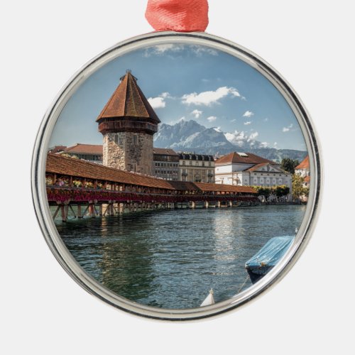 Chapel Bridge Lucerneswitzerland Metal Ornament