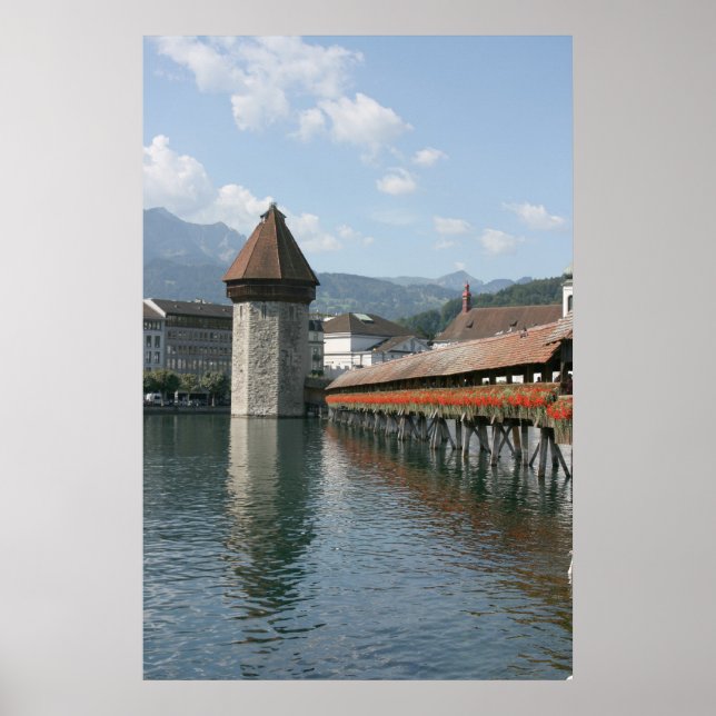 Chapel Bridge, Lucerne, Switzerland Poster (Front)
