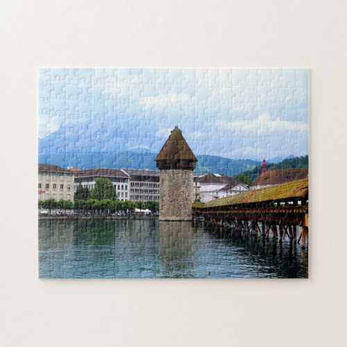 Chapel Bridge _ Mt Pilatus _ Lucerne Switzerland Jigsaw Puzzle