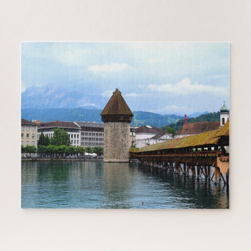 Chapel Bridge _ Mt Pilatus _ Luzern Switzerland Jigsaw Puzzle