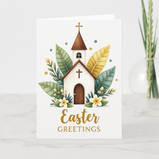 Chapel Floral Easter Greetings Card (Front)