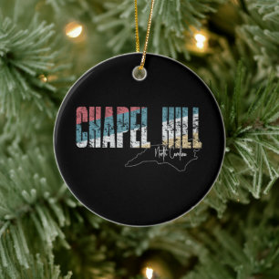 Chapel Hill North Carolina Cool Retro Weathered Ceramic Ornament
