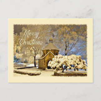 Chapel in a Silent Night Holiday Postcard