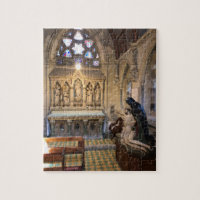 Chapel Interior with Altar & Stained Glass Window Jigsaw Puzzle