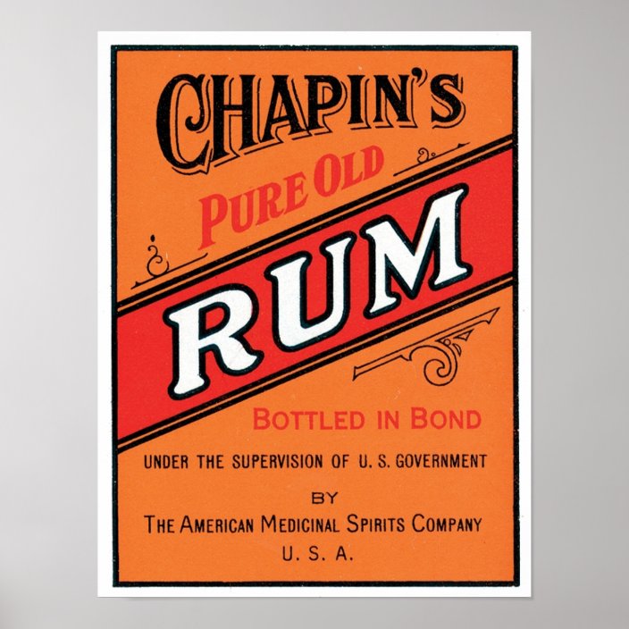 Chapins Pure Old Rum Poster Zazzle Com