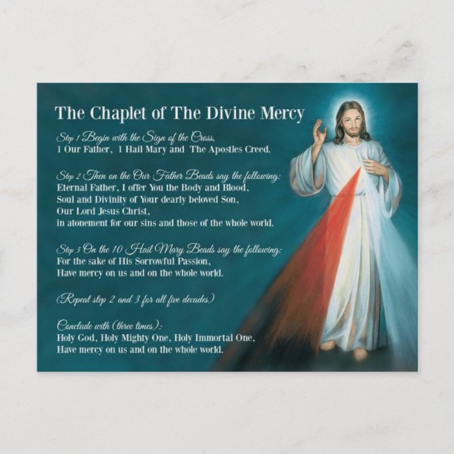 Chaplet of Divine Mercy Prayer Postcard (Front)