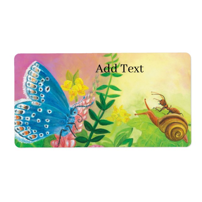 Chapman's Blue Butterfly & Ant & Snail Custom Label (Front)