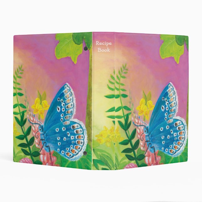 Chapman's blue butterfly  Recipe Book Mini Binder (Background)