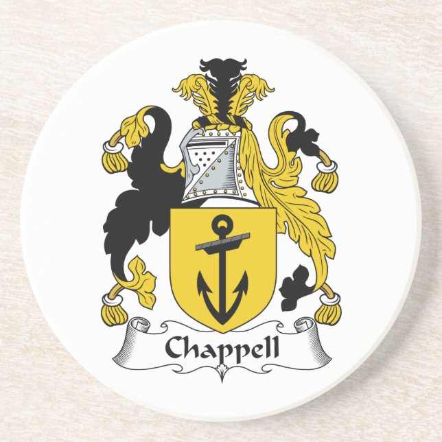 Chappell Family Crest Sandstone Coaster (Front)