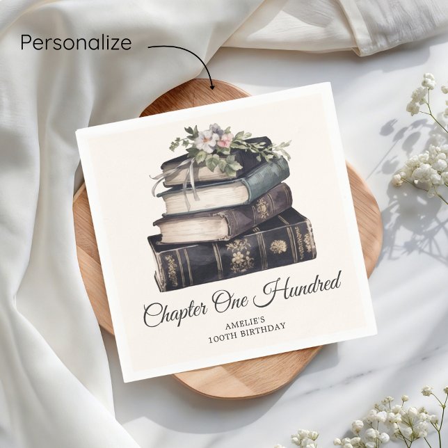 Chapter 100 Vintage Book 100th Birthday  Napkins (Creator Uploaded)